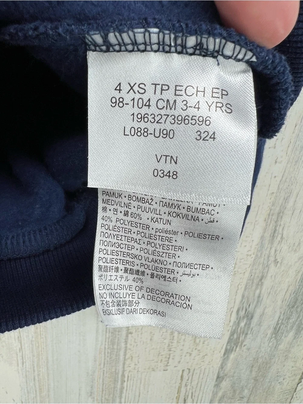 Nike Hoodie Navy Blue Kids XS 4 Fleece Lined Embroidered Logo